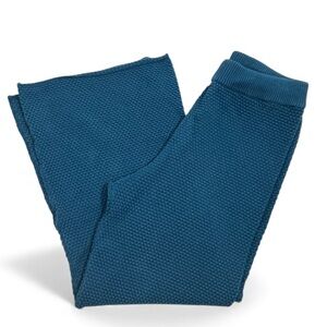 FP Beach Hailey Waffle Knit Lounge Pants Teal Blue XSmall Wide Leg Cotton